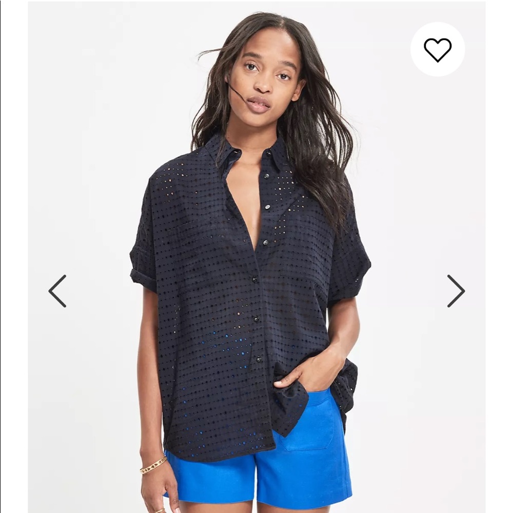 Madewell Eyelet Courier Shirt Navy Blue
